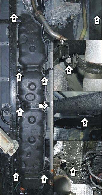 Защита алюминиевая Мотодор (Топливный бак), 5 мм, алюминий для Toyota Tundra 2022- арт. 32527