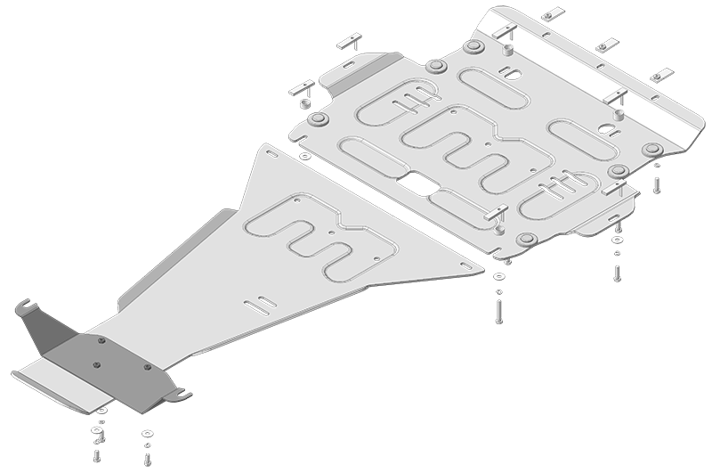 Защита алюминиевая Мотодор (Двигатель, Коробка переключения передач, Раздаточная коробка), 5 мм, алюминий для Mercedes-benz E-class  2002-2008 арт. 31207