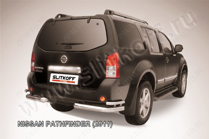 Уголки d76+d42 двойные Nissan Pathfinder (2010-2014) Black Edition, Slitkoff, арт. NIP11-009BE
