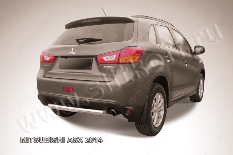 Защита заднего бампера d76 короткая Mitsubishi ASX (2012-2016) Black Edition, Slitkoff, арт. MAS14-013BE
