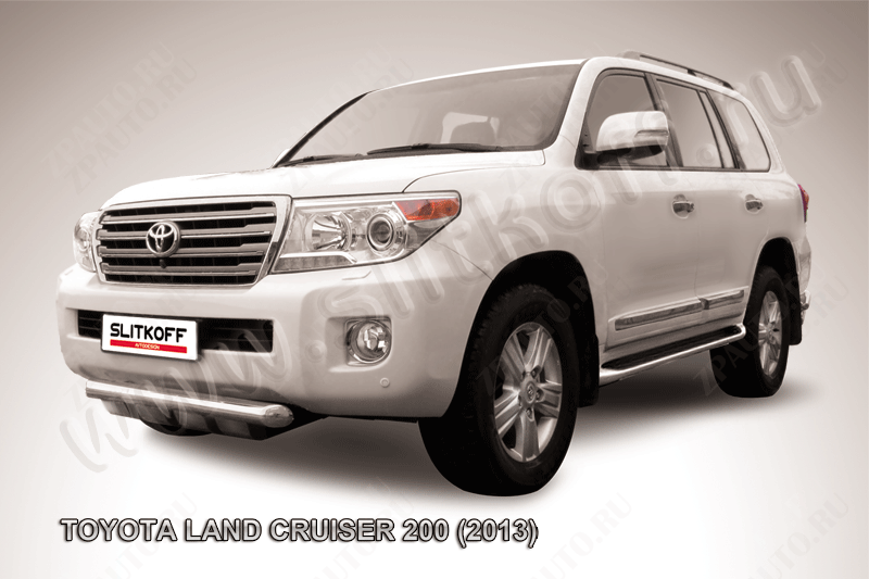 Защита переднего бампера d76 с профильной защитой картера короткая Toyota Land Cruiser 200 (2013-2015) , Slitkoff, арт. TLC2-13-002