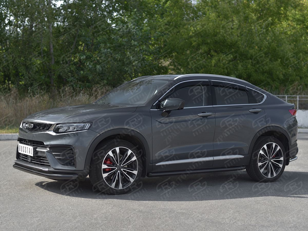 GEELY TUGELLA 2020- Защита переднего бампера d57 секции black GTGZ-003942CH