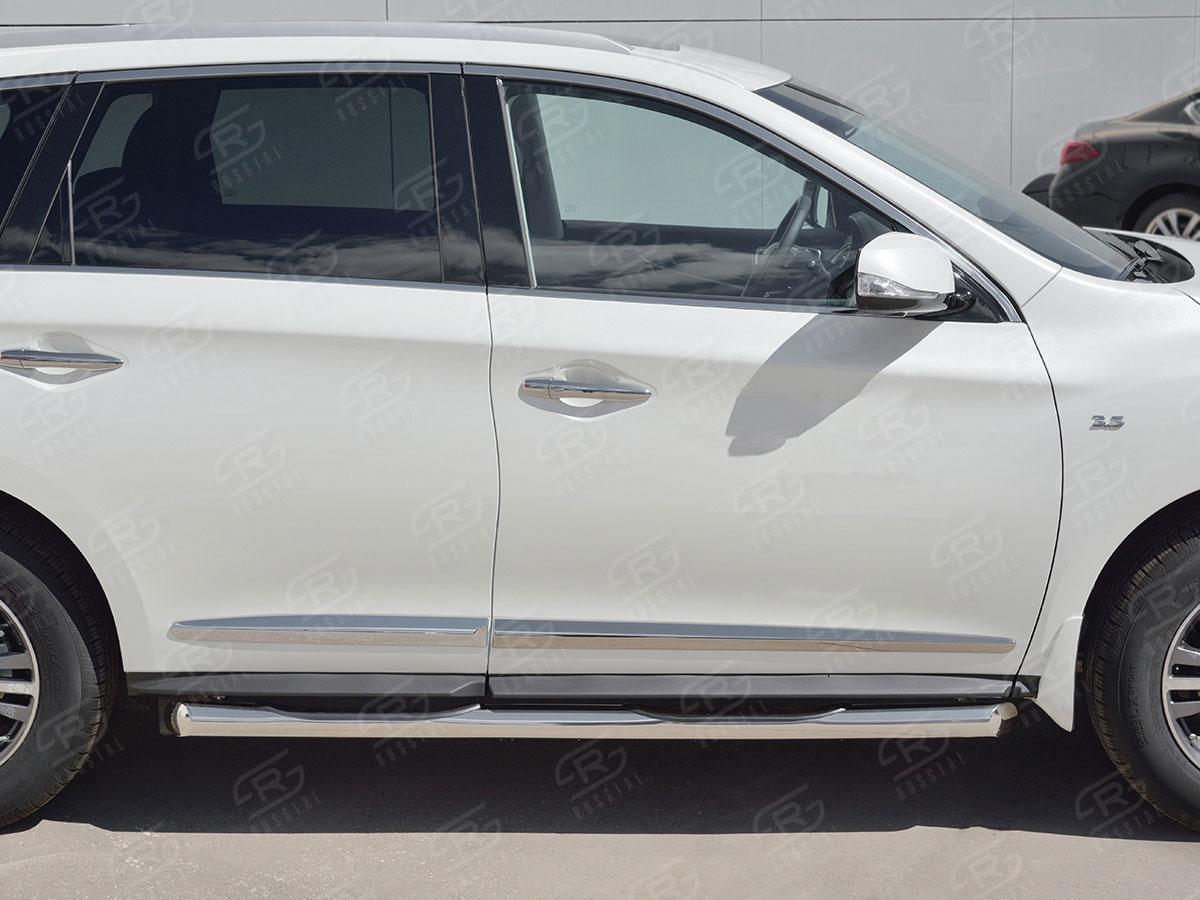 Пороги труба d76 с накладкой вариант 1 для Infiniti QX60 2016, Slitkoff IQXT-0026831