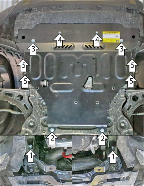 Защита стальная Мотодор (Двигатель, Коробка переключения передач), 2 мм,  для Geely Okavango  2023- арт. 74208