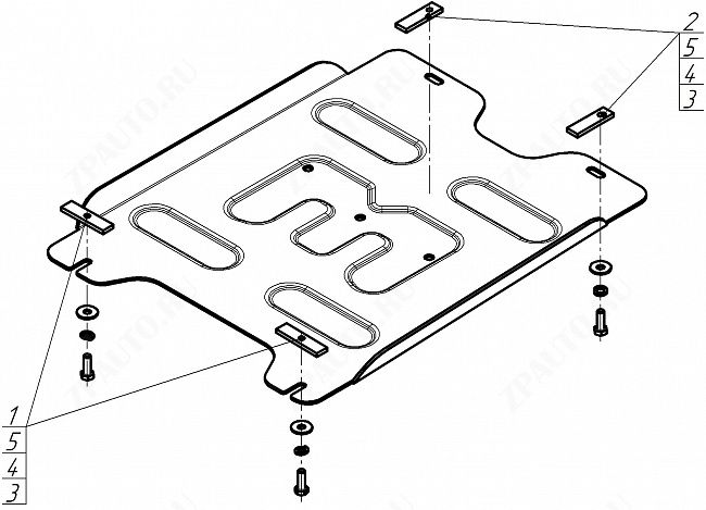 Защита алюминиевая Мотодор (Коробка переключения передач), 4 мм,  для Changan Hunter Plus  2023- арт. 347203