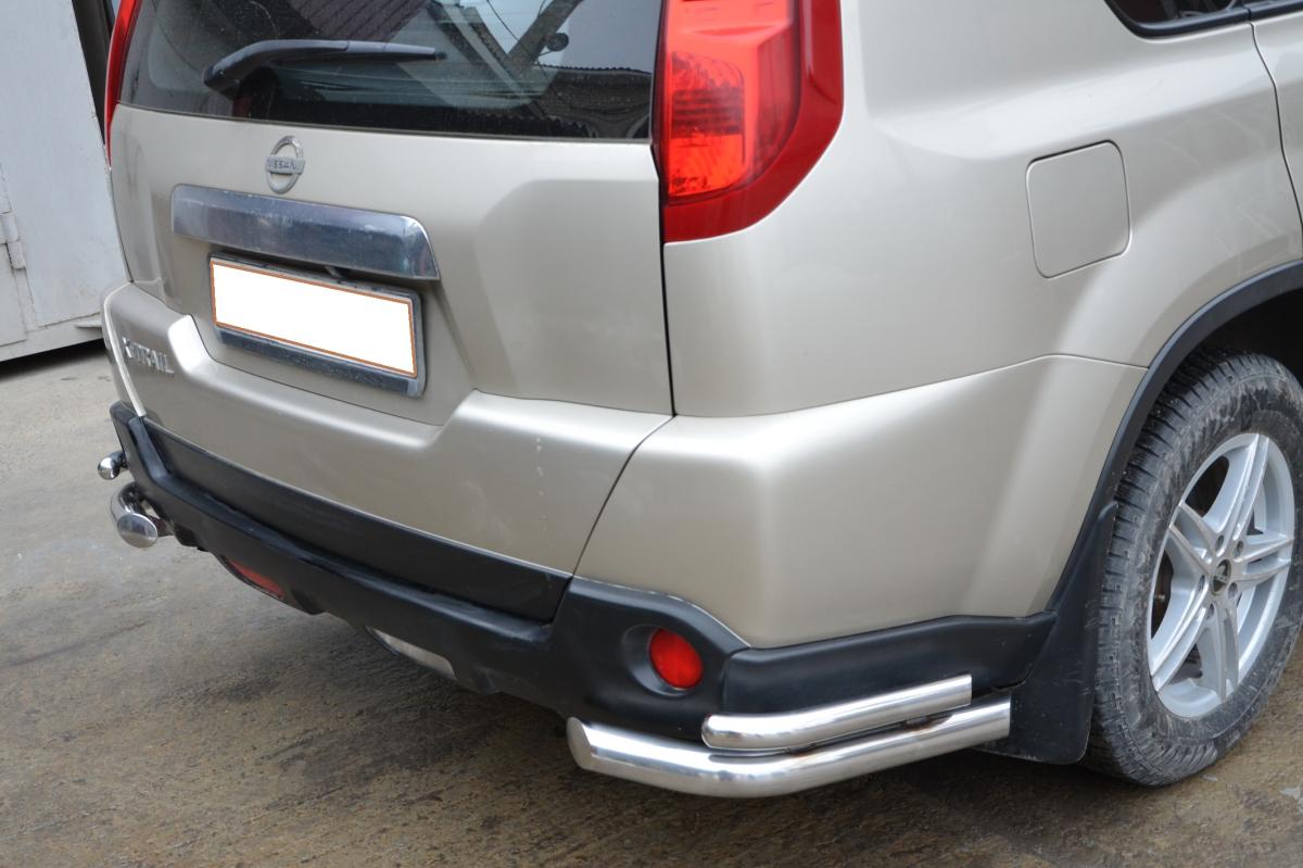 Защита заднего бампера угловая двойная для автомобиля NISSAN X-trail 2007-2010 (Т31) Второе поколение (в т.ч. Рестайлинг 2010г.) арт. NXT.07.19-1