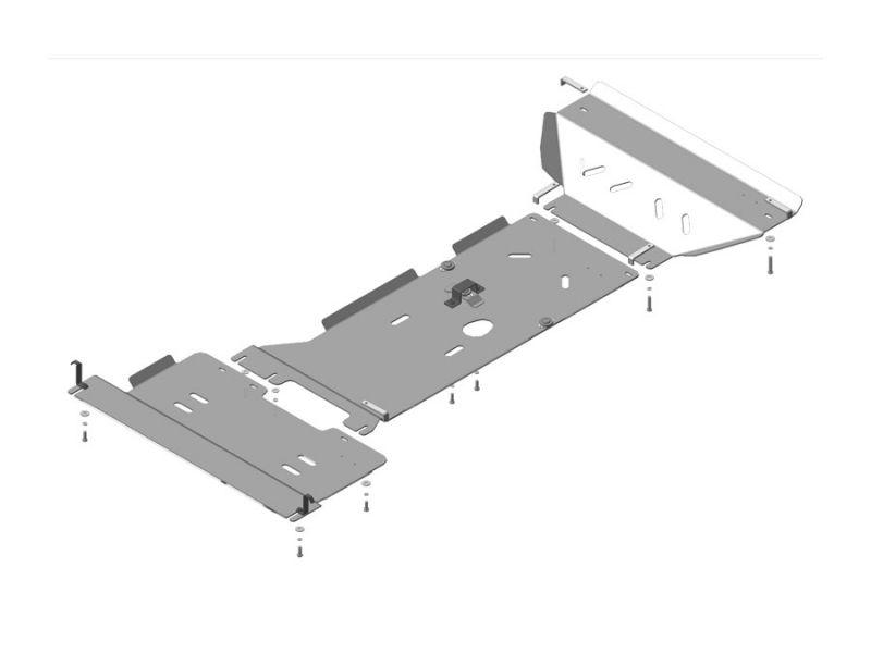 Защита двигателя, пер. дифф., кпп, радиатора, рк алюминиевая Motodor для Dodge RAM 2009-2019 (5 мм, алюминий), 32901