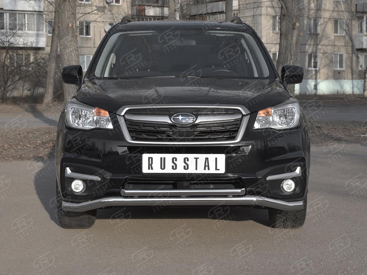 SUBARU-FORESTER(SJ)-2016-2018-Защита-переднего-бампера-d57-волна-d42-прямая-SUFZ-003341, Slitkoff