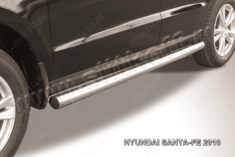 Защита порогов d76 труба Hyundai Santa-Fe (2009-2012) Black Edition, Slitkoff, арт. HSFN007BE