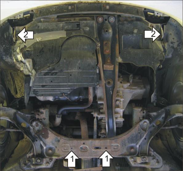 Защита стальная Мотодор (Двигатель, Коробка переключения передач), 2 мм, Сталь для Mazda Premacy 1999-2005 арт. 01125