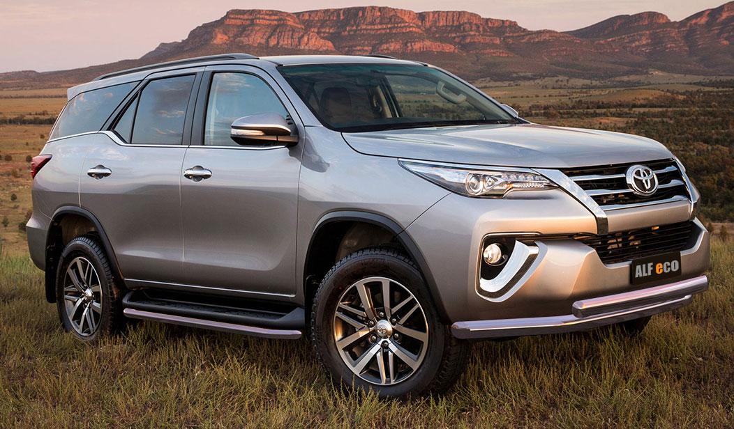 Защита передняя двойная (КРУГ+ОВАЛ) D 76,1/75х42 для Toyota Fortuner(Тойота Фортунер), ALFeco арт. TOYFORT-17.02