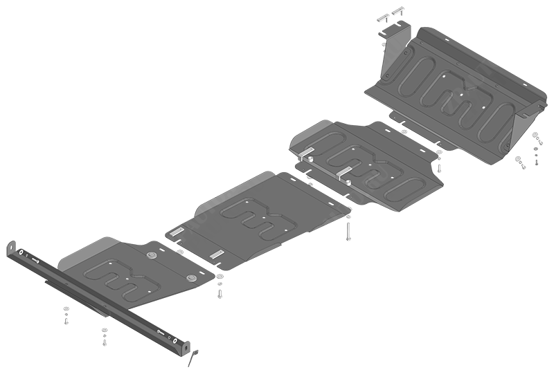 Защита стальная Мотодор (Радиатор, Двигатель, Коробка переключения передач, Раздаточная коробка), 2 мм,  для Dongfeng DF6  2022- арт. 78603