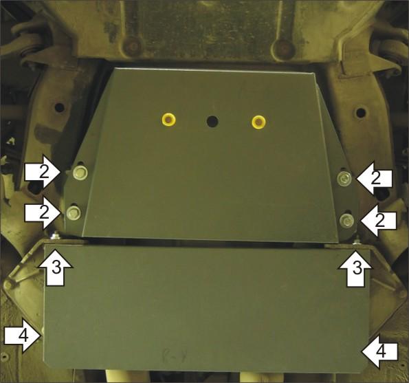 Защита стальная Мотодор (Коробка переключения передач, Раздаточная коробка), 2 мм, Сталь для Audi A8 1994-2002 арт. 00117