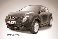 Защита переднего бампера d57+d42 двойная черная Nissan Juke (2010-2014) , Slitkoff, арт. NJ2WD-003B