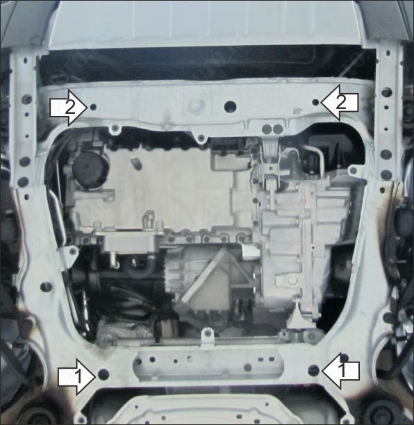 Защита стальная Мотодор (Двигатель; КПП), 2 мм,  Volvo XC90  2002-2015 арт. 72603