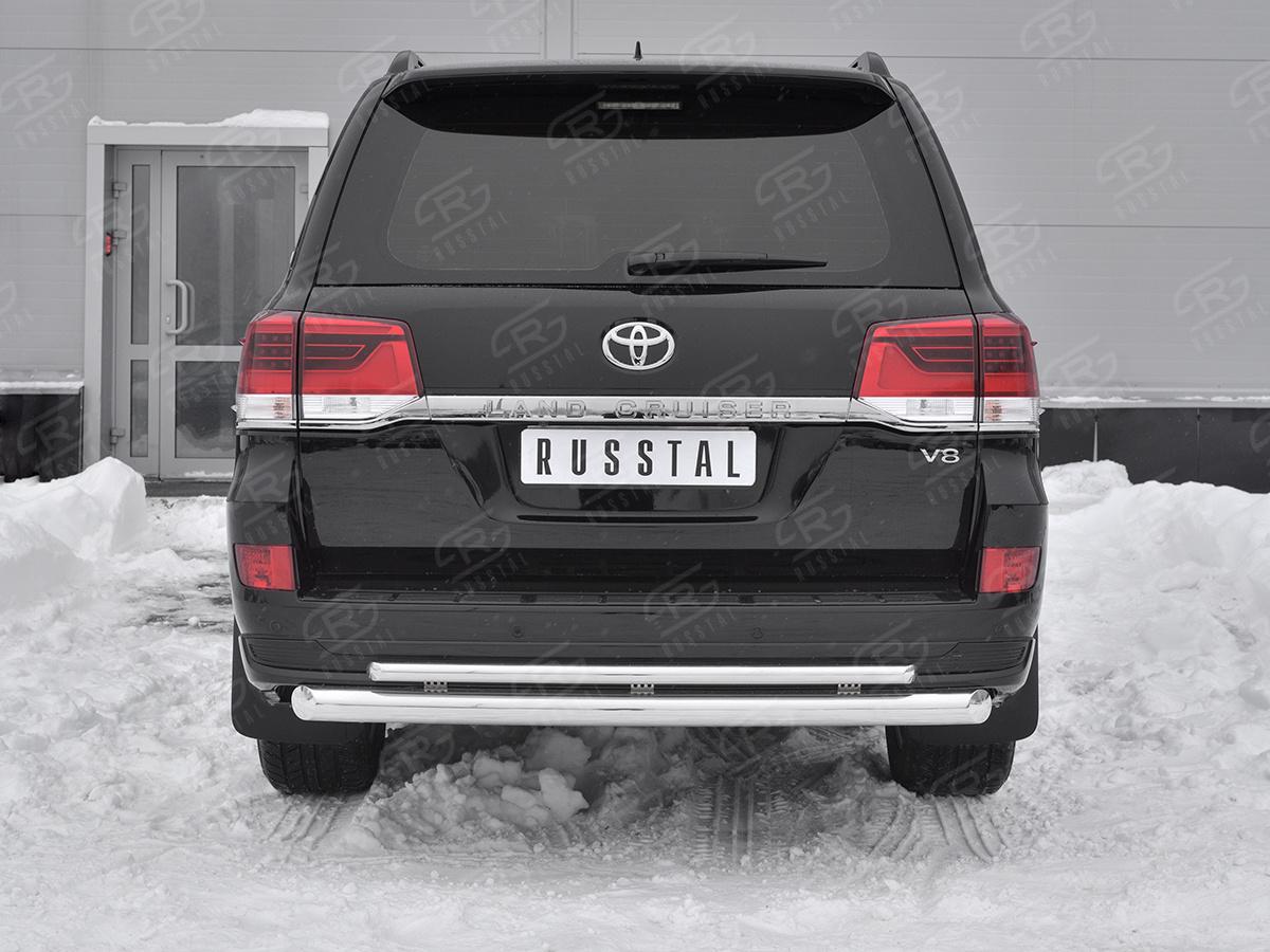 Защита заднего бампера d76 дуга-d42 дуга+декор паз TLCZ-003121 для автомобиля TOYOTA LAND CRUISER 200 2018 EXECUTIVE LOUNGE, Slitkoff