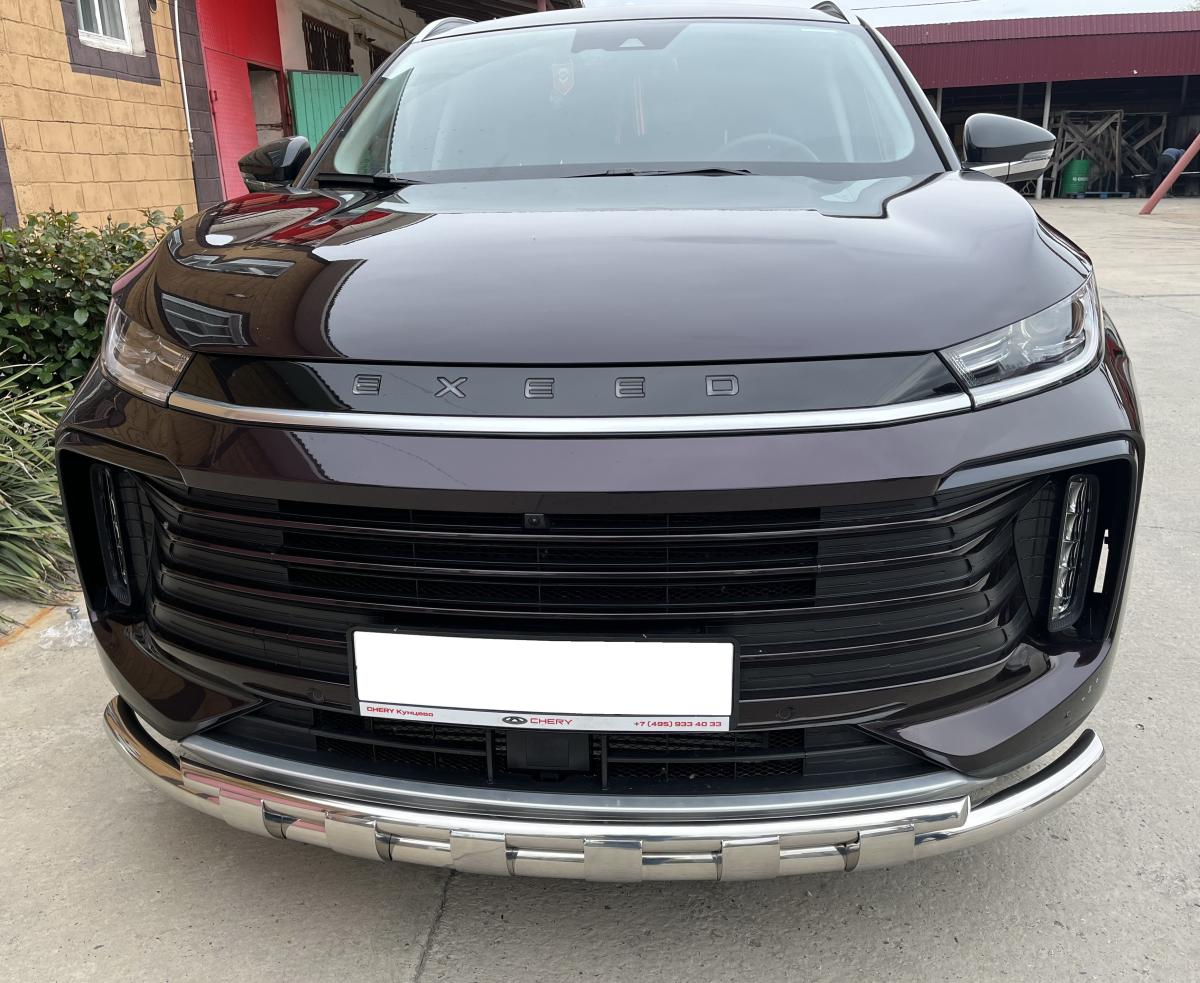Защита переднего бампера двойная с перемычками для автомобиля CHERY CheryExeed TXL 2021 арт. CHETXL.21.75