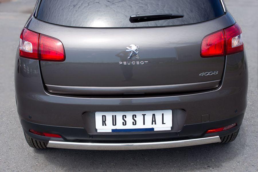Защита заднего бампера d75x42 овал для Peugeot 4008 2012, Slitkoff P48Z-000539