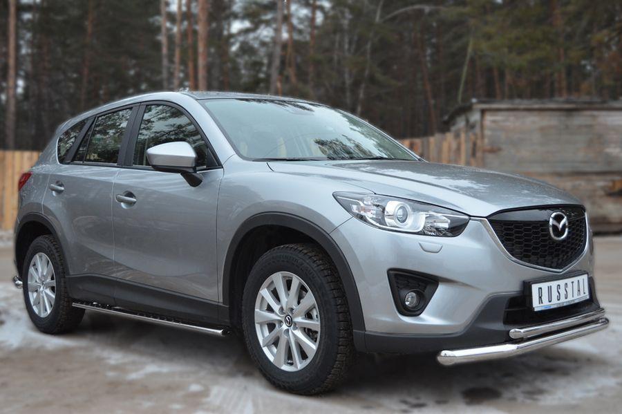Защита порогов d75x42 с проступью для Mazda CX-5 2011, Slitkoff M5O-001137