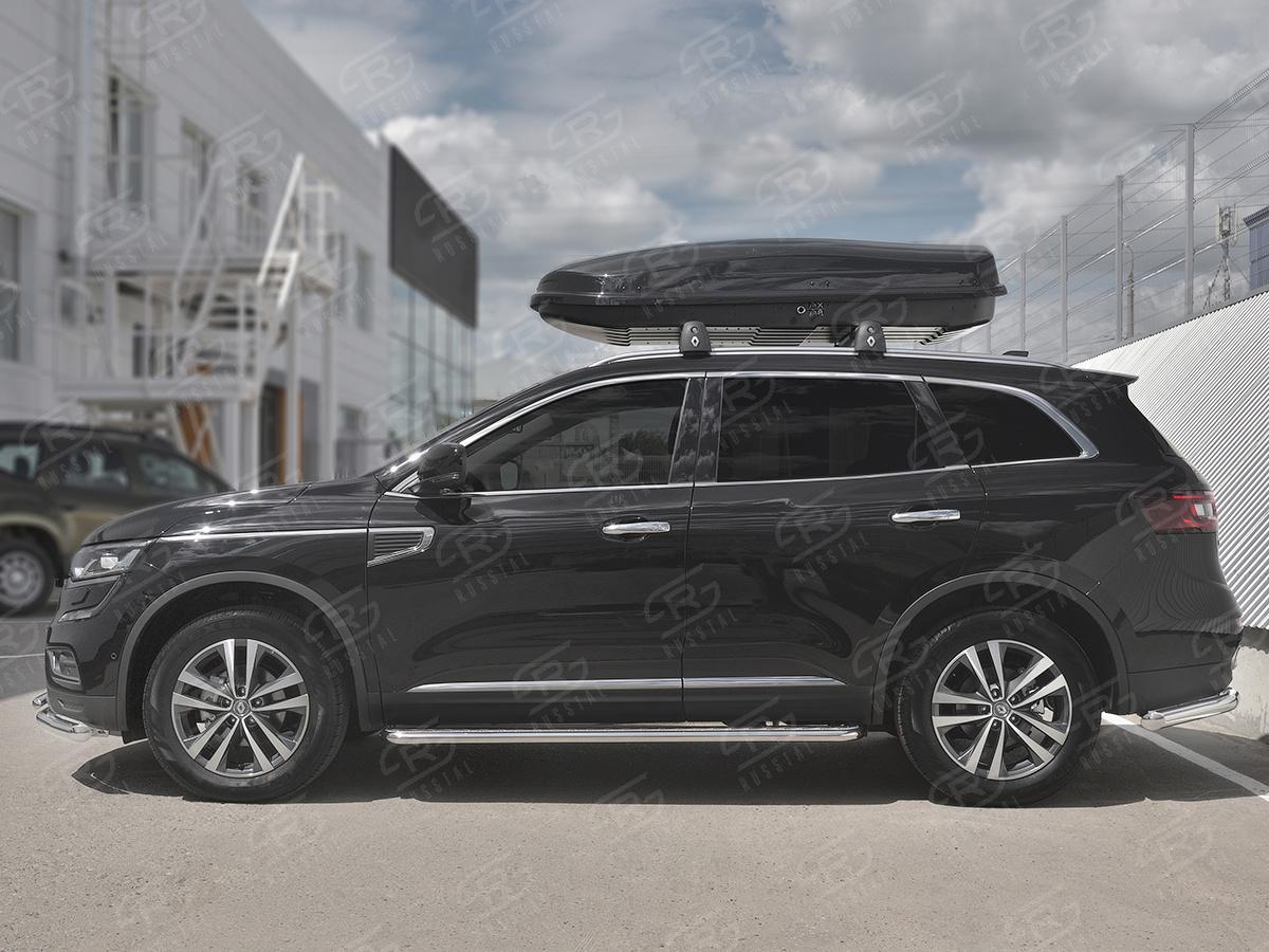 Пороги труба d42 с листом (Лист алюм, проф.сталь) (вариант 2) RKL-0029752 для автомобиля RENAULT KOLEOS 2017-, Slitkoff