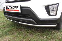 Защита переднего бампера d42 радиусная с надписью Hyundai Creta 4WD (2016-2021) Black Edition, Slitkoff, арт. HCRET4WD003BE