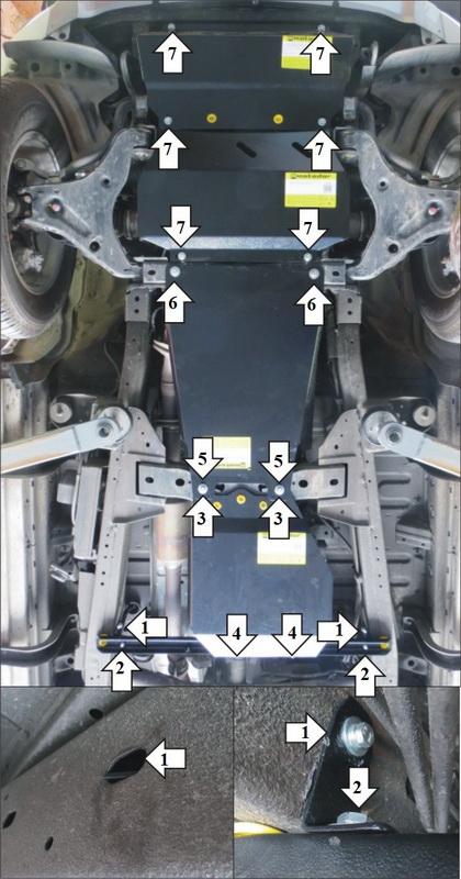 Защита стальная Мотодор (Двигатель, Коробка переключения передач, Радиатор, Передний дифференциал, Раздаточная коробка), 3 мм, Сталь для Mitsubishi L 200 2015-2018 арт. 11336