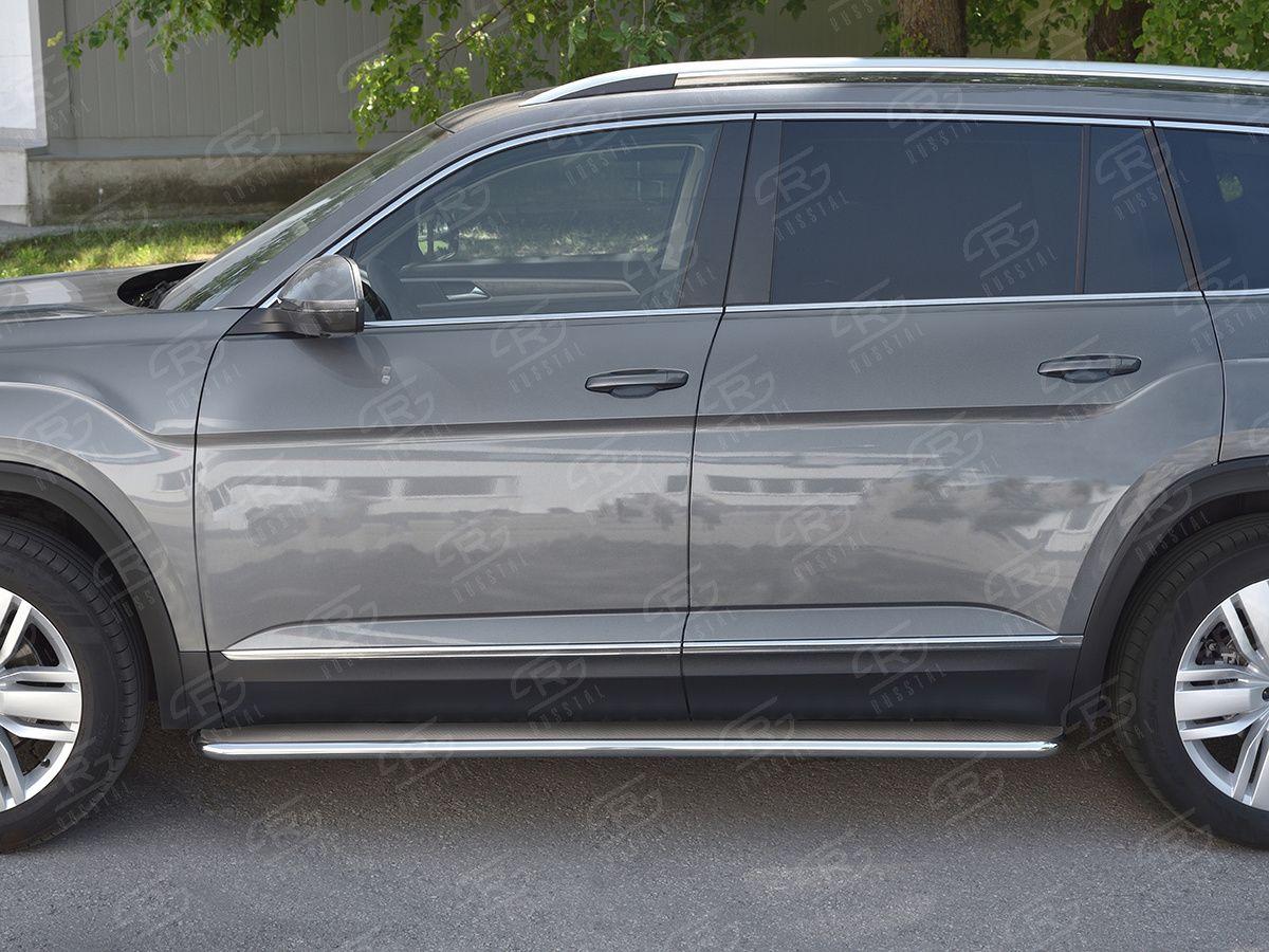 Пороги труба d42 с листом вариант 3 на Volkswagen Teramont 2017, Slitkoff VTML-0029933