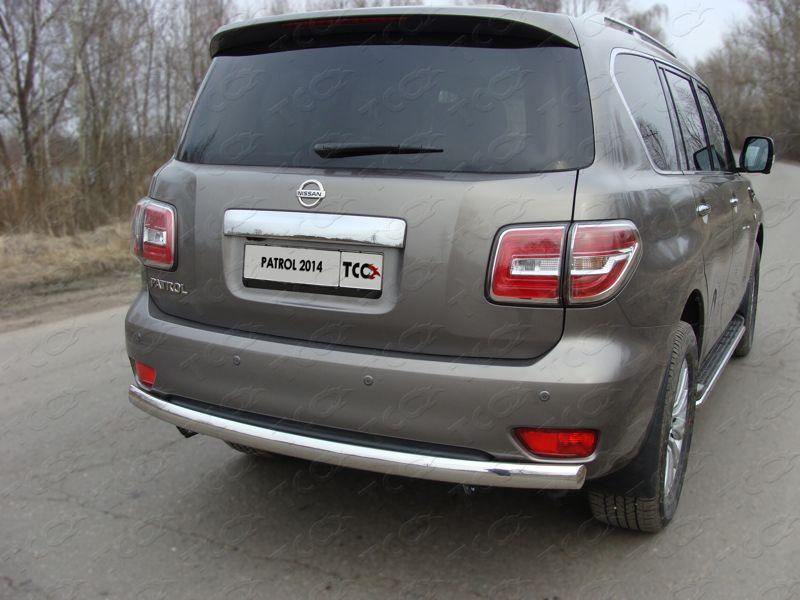 Защита задняя (овальная) 75х42 мм для автомобиля Nissan Patrol 2014-, TCC Тюнинг NISPATR14-08