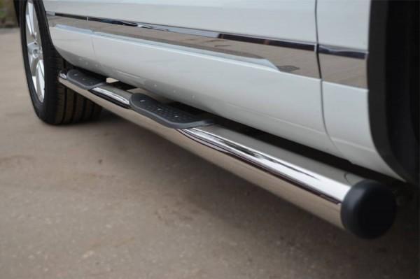 Пороги труба d76 с накладками вариант 2 для Volkswagen Touareg 2010, Slitkoff VTT-0007022