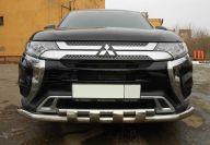 Защита переднего бампера двойная с перемычками для автомобиля Mitsubishi Outlander 2018, арт. ZMSBOTL18-06, Россия