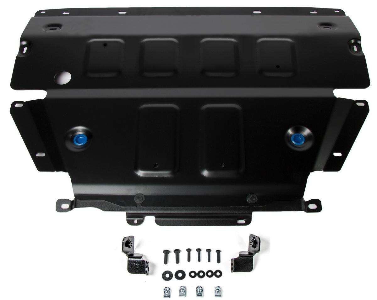 Защита картера Rival (черная) для Porsche Cayenne III 2017-н.в., штампованная, алюминий 4 мм, с крепежом, 333.4615.1