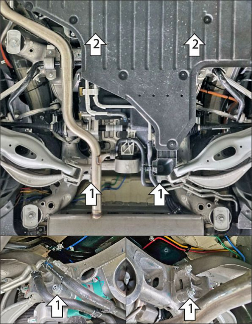 Защита алюминиевая Мотодор (Задний электромотор, Трубки охлаждения электромотора), 4 мм,  Voyah Dream  2021- арт. 348610