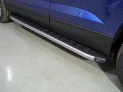 Пороги алюминиевые с пластиковой накладкой (карбон серебро) 1720 мм для автомобиля Skoda Karoq 2020- TCC Тюнинг арт. SKOKAR20-27SL