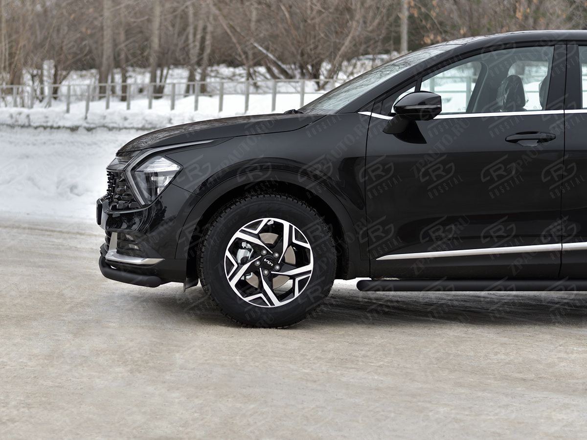 KIA SPORTAGE 2021- Защита переднего бампера d57 секции black (NOT STYLE AND X-LINE) KSZ-004027CH