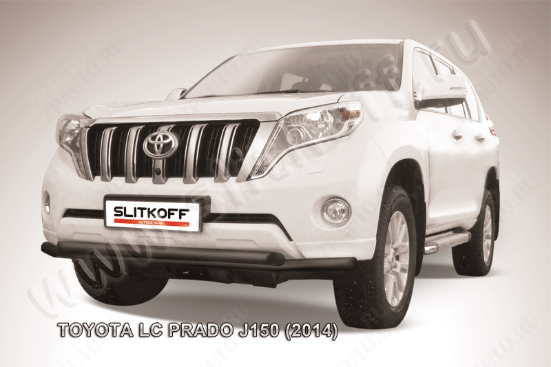 Защита переднего бампера d57+d57 двойная черная Toyota Land Cruiser Prado J150 (2013-2017) , Slitkoff, арт. TOP14-004B