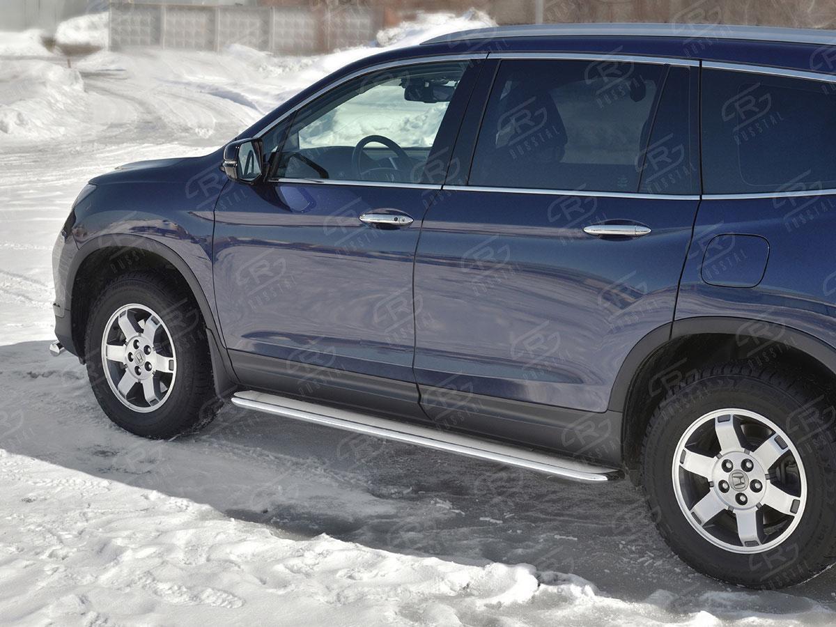 Пороги труба d42 с листом вариант 3 на Honda Pilot III 2015, Slitkoff HPL-0029213