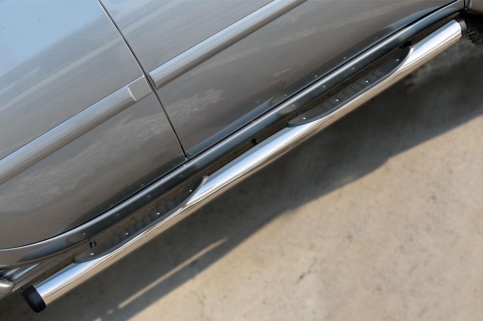 Пороги труба d76 с накладками вариант 2 для Mitsubishi L200 2014, Slitkoff MLT-0020392