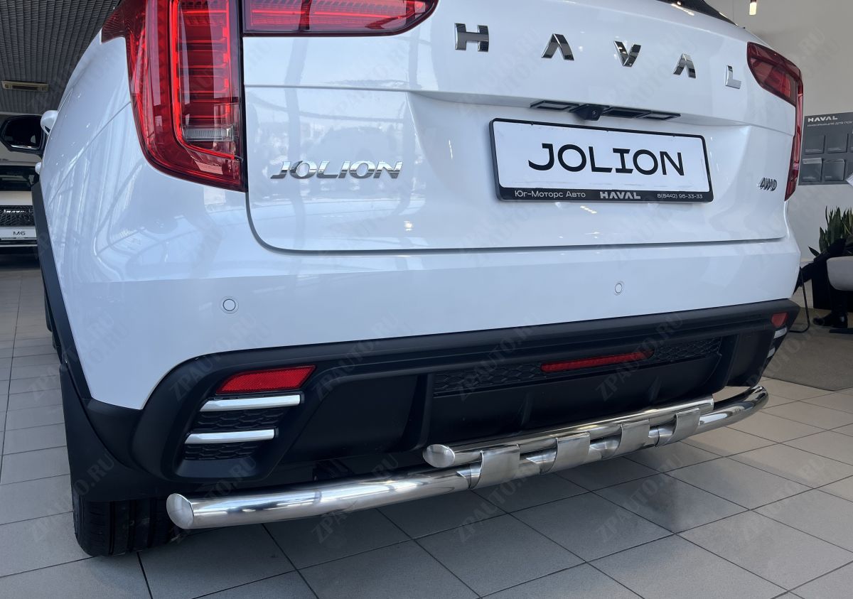 Защита заднего бампера двойная с перемычками для автомобиля Haval Jolion 2024 арт. HVJ.24.25