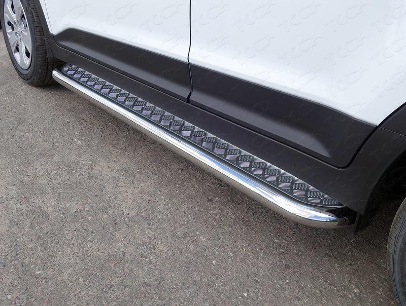 Пороги с площадкой 60,3 мм для автомобиля Hyundai Creta 2016-, TCC Тюнинг HYUNCRE16-20