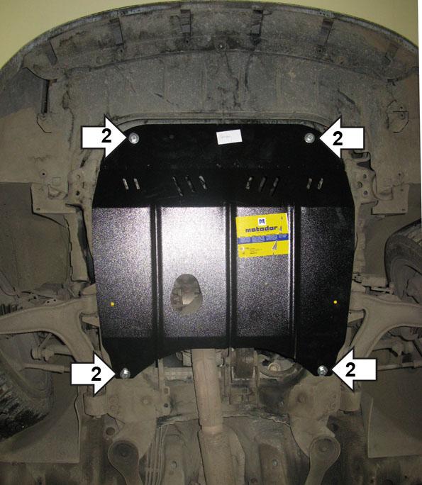 Защита стальная Мотодор (Двигатель, Коробка переключения передач), 2 мм, Сталь для Saab 9-3 2002-2005 арт. 01808