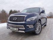 Защита передняя нижняя (овальная) 75х42 мм для автомобиля Infiniti QX 80 2014-2018, TCC Тюнинг INFQX8014-01