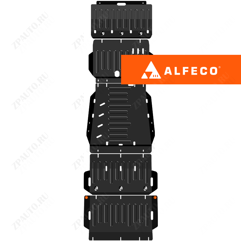 Mitsubishi L200 6G 2023- V-2,4D AT GLS защита радиатора, редуктора переднего моста, АКПП и РК (5 частей), ALFeco, сталь, 2 мм, арт. ALF1458st