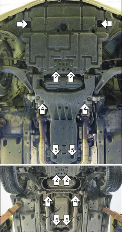 Защита стальная Мотодор (Двигатель, Коробка переключения передач), 3 мм, Сталь для Lexus IS 250 2005-2010 арт. 15006