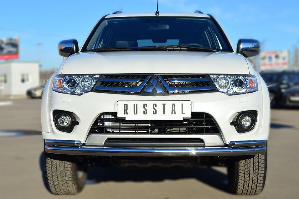 Защита переднего бампера d63/42 с уголками для Mitsubishi Pajero Sport 2013, Руссталь MPSZ-001576