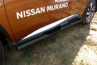 Защита порогов d76 с проступями черная Nissan Murano (2014-2022) , Slitkoff, арт. NIM16004B
