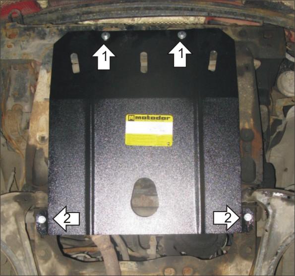 Защита стальная Мотодор (Двигатель, Коробка переключения передач), 2 мм, Сталь для Opel Calibra 1990-1997 арт. 01505