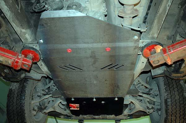 Стальная защита картера и КПП на SsangYong Rexton автомат. КПП, сталь 2,5 мм, Sheriff (Шериф) 29.1058