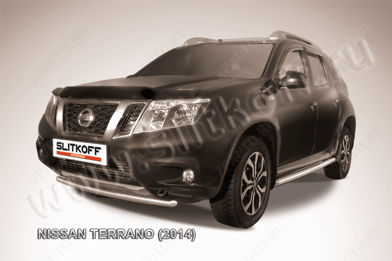 Защита переднего бампера d42 Nissan Terrano (2014-2023) Black Edition, Slitkoff, арт. NTER14-005BE
