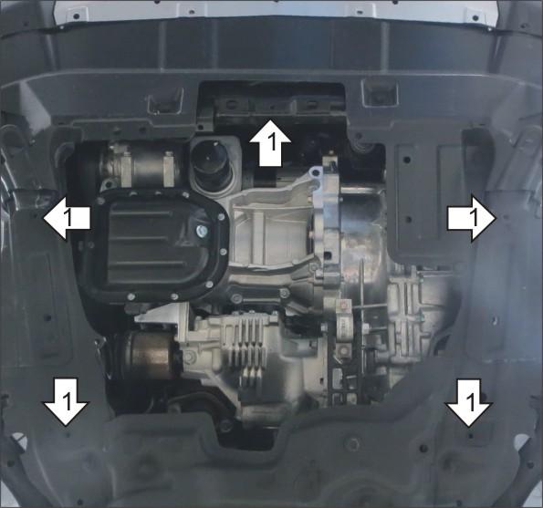Защита стальная Мотодор (Двигатель, Коробка переключения передач), 2 мм, Сталь для Haval F7 2019- арт. 73105