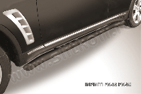 Защита порогов d76 с гибами черная Infiniti FX-35; FX-50 (2008-2012) , Slitkoff, арт. IN.FX006B